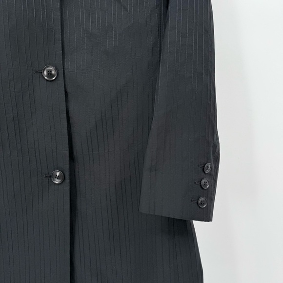 Max Mara Made In Italy Vintage Pinstripes Retro Black Long Jacket Size USA 8 - Picture 6 of 12